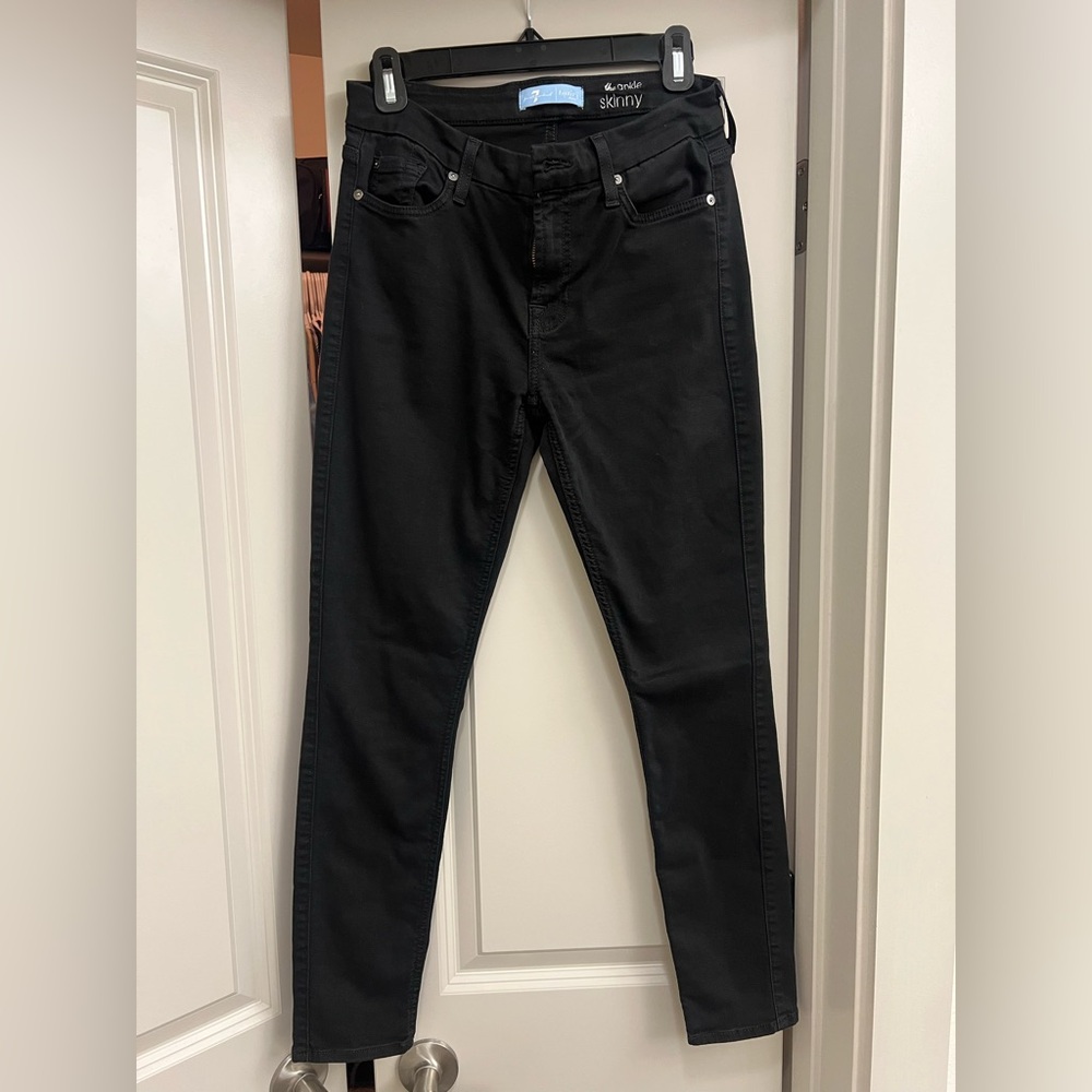 7 For All Mankind Black Ankle Skinny Jeans